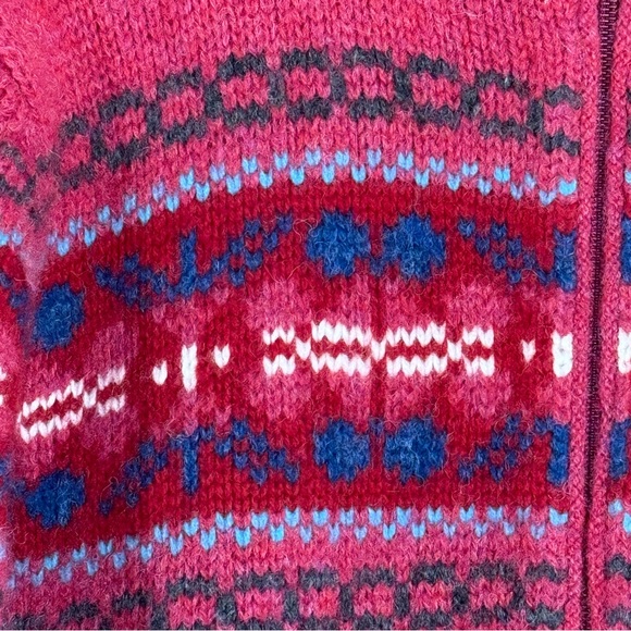 Talbots Wool Fair Isle Red Full Zip Cardigan Sweater Women’s Size L - Picture 9 of 14